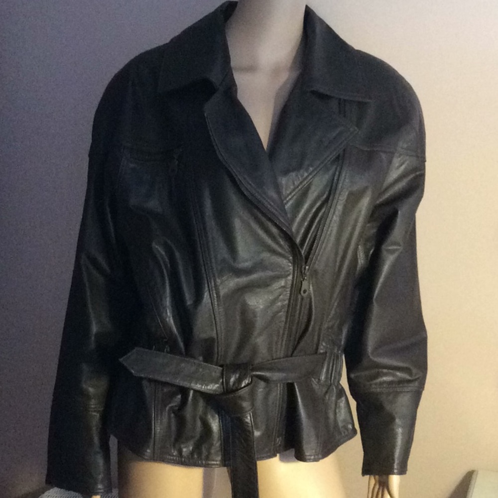 Vintage Brown Leather Jacket 80s Moto